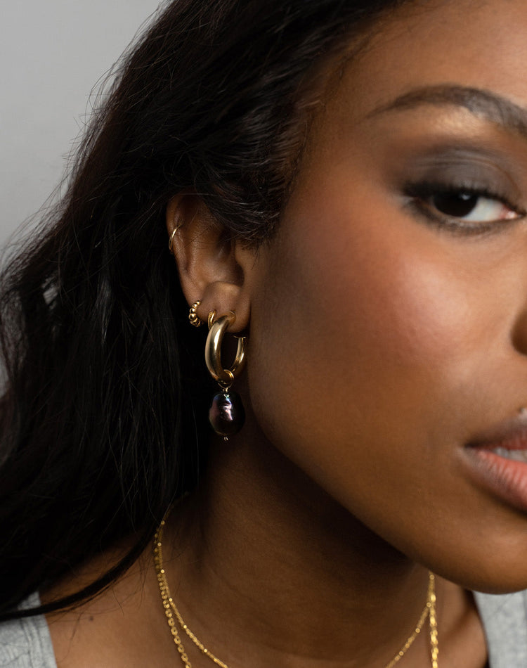 Ada Large Noir Imperfect Earring Charm in Gold